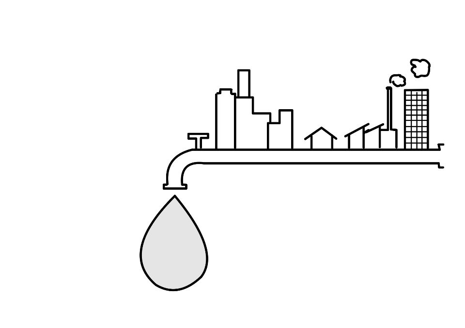 This image shows the decrease in water demand when there is increase in population.  